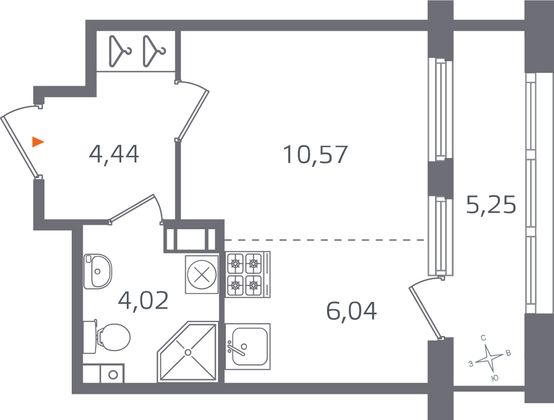 Продажа квартиры-студии 27,7 м², 3/10 этаж