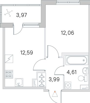 Продажа 1-комнатной квартиры 35,2 м², 2/5 этаж