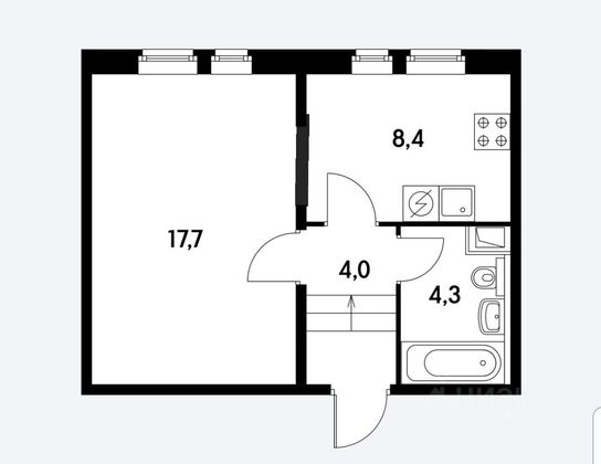 Продажа 1-комнатной квартиры 34 м², 1/9 этаж