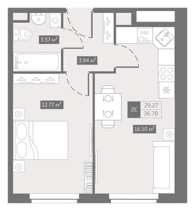 36,8 м², 1-комн. квартира, 2/11 этаж