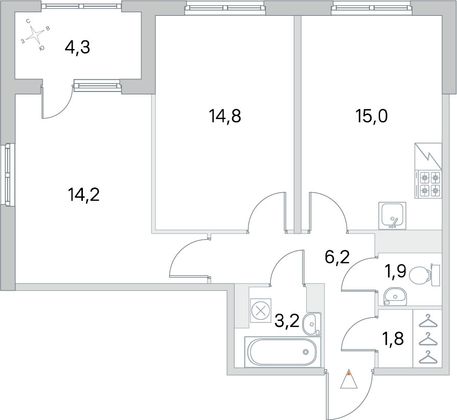Продажа 2-комнатной квартиры 59,3 м², 4/5 этаж