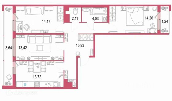 Продажа 3-комнатной квартиры 82,5 м², 19/22 этаж