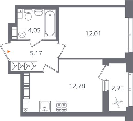 Продажа 1-комнатной квартиры 35,5 м², 13/17 этаж