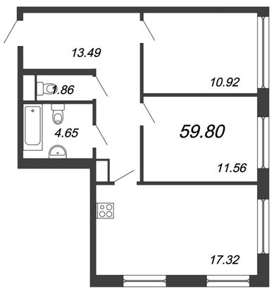 Продажа 2-комнатной квартиры 60 м², 11/12 этаж