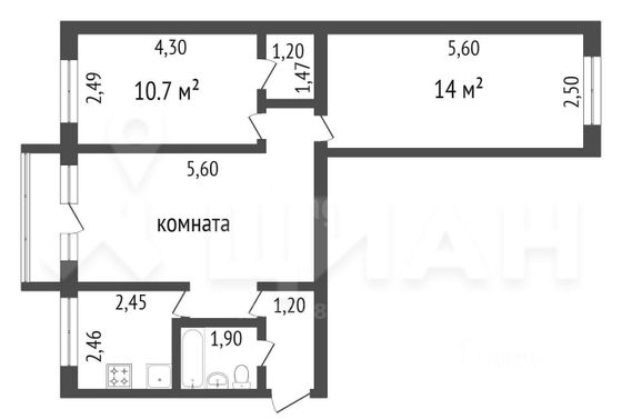Продажа 3-комнатной квартиры 60,1 м², 2/5 этаж