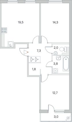 Продажа 2-комнатной квартиры 62,3 м², 2/4 этаж