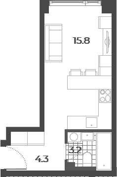 Продажа квартиры-студии 23,3 м², 24/50 этаж