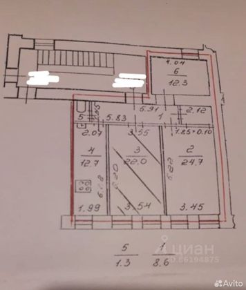 Продажа 3-комнатной квартиры 82 м², 2/6 этаж