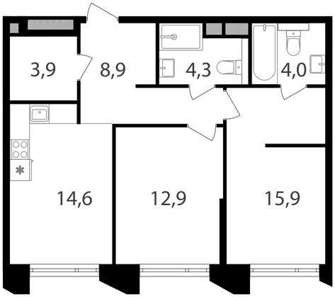 Продажа 2-комнатной квартиры 64,5 м², 11/21 этаж