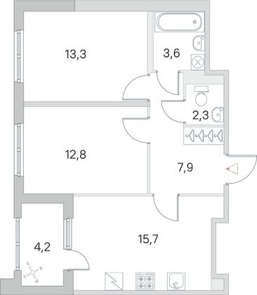 Продажа 2-комнатной квартиры 57,7 м², 1/5 этаж