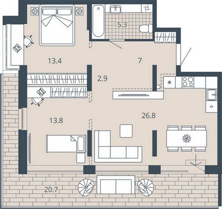 Продажа 2-комнатной квартиры 79,6 м², 6/23 этаж