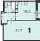 Продажа 1-комнатной квартиры 39,1 м², 2/10 этаж