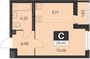 Продажа квартиры-студии 28,6 м², 12 этаж