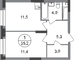 Продажа 1-комнатной квартиры 35,2 м², 13/20 этаж