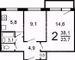 Продажа 2-комнатной квартиры 38,9 м², 2/5 этаж
