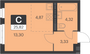 Продажа квартиры-студии 25,8 м², 12 этаж