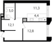 Продажа 1-комнатной квартиры 45,6 м², 3/17 этаж