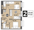 Продажа 2-комнатной квартиры 47,6 м², 14/15 этаж