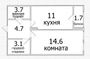 Продажа 1-комнатной квартиры 37,3 м², 5/14 этаж