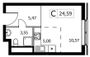 Продажа 1-комнатной квартиры 24,6 м², 12/19 этаж