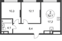 Продажа 2-комнатной квартиры 52,1 м², 6/17 этаж