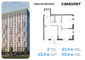 Продажа 2-комнатной квартиры 50,5 м², 13/18 этаж