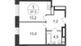 Продажа 1-комнатной квартиры 37,3 м², 7/9 этаж