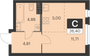 Продажа квартиры-студии 26,4 м², 7 этаж