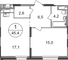 Продажа 1-комнатной квартиры 45,4 м², 9/19 этаж