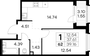 Продажа 1-комнатной квартиры 39,2 м², 8/15 этаж