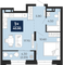 Продажа 1-комнатной квартиры 40,9 м², 3/25 этаж