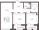 Продажа 2-комнатной квартиры 59 м², 1/8 этаж