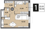 Продажа 1-комнатной квартиры 42,1 м², 6/10 этаж