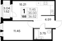 Продажа 1-комнатной квартиры 36,5 м², 6/15 этаж