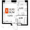 Продажа квартиры-студии 26,5 м², 8/15 этаж