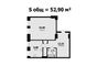 Продажа 1-комнатной квартиры 52 м², 1/4 этаж
