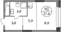 Продажа квартиры-студии 21,6 м², 15/20 этаж