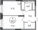 Продажа 1-комнатной квартиры 35,2 м², 9/20 этаж
