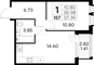 Продажа 1-комнатной квартиры 37,4 м², 2/15 этаж