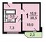 Продажа 1-комнатной квартиры 38,6 м², 3/25 этаж