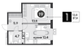 Продажа 1-комнатной квартиры 37,8 м², 3/18 этаж