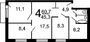 Продажа 4-комнатной квартиры 60,8 м², 4/5 этаж