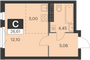 Продажа квартиры-студии 26,6 м², 12 этаж