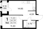 Продажа 1-комнатной квартиры 35,9 м², 2/15 этаж