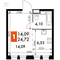 Продажа квартиры-студии 24,7 м², 7/15 этаж