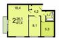 Продажа 2-комнатной квартиры 41,2 м², 2/5 этаж