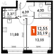 Продажа 1-комнатной квартиры 35,2 м², 14/15 этаж