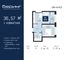 Продажа 1-комнатной квартиры 36,6 м², 2/21 этаж