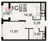 Продажа 1-комнатной квартиры 36,7 м², 17/25 этаж