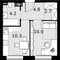 Продажа 1-комнатной квартиры 32,9 м², 6/28 этаж